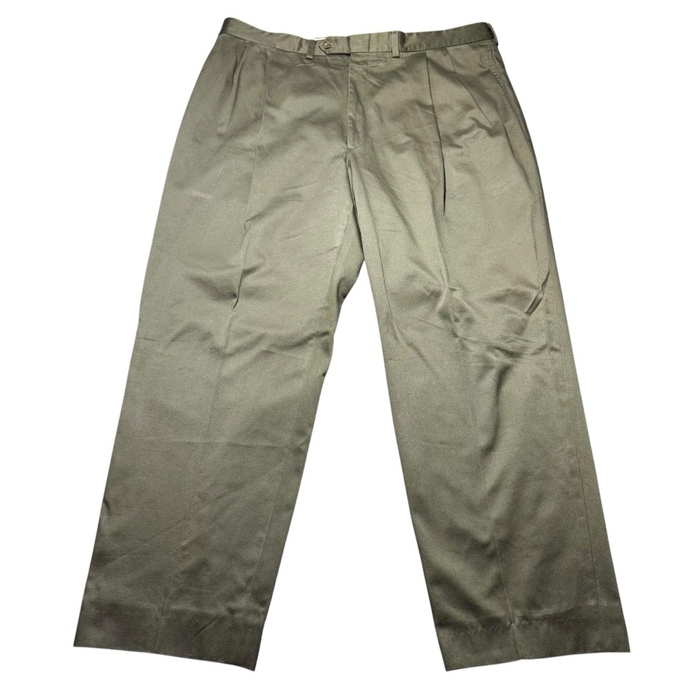 Charleston Khakis Mens Tan Flat Front Straight Fit Chino Pants Size 42x29